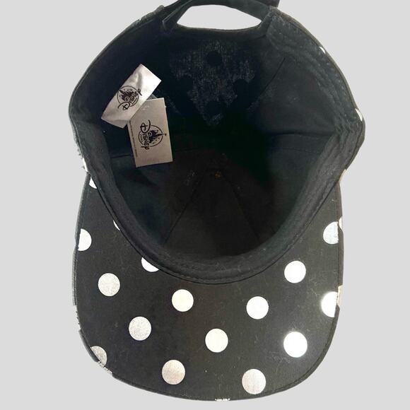 NWT Disney Parks Adult Minnie Ears Hat Pom Pom Polka Dot Black Adjustable Cap - Picture 4 of 8